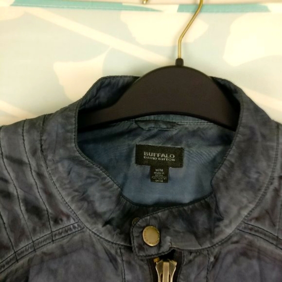 Buffalo David Bitton Men Med Jawick Distress Biker Motorcycle Jacket Hey Riders - Picture 8 of 9